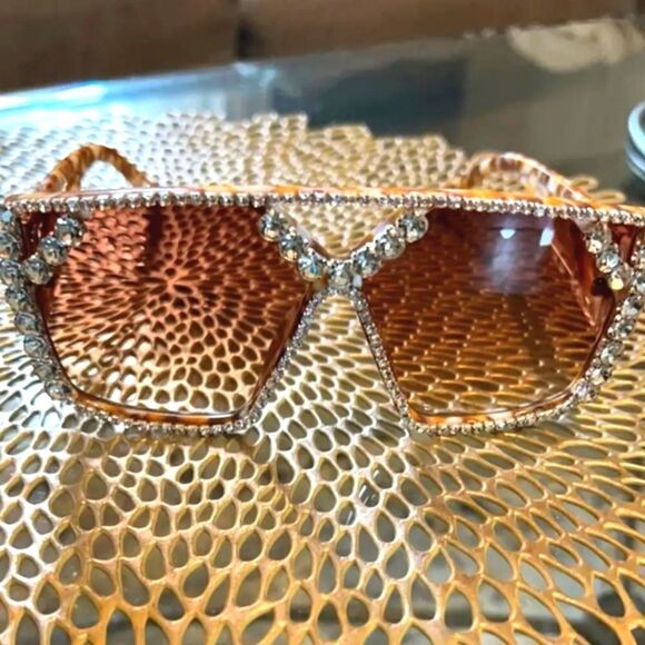 Oversized luxury rhinestone sunglasses main image 12